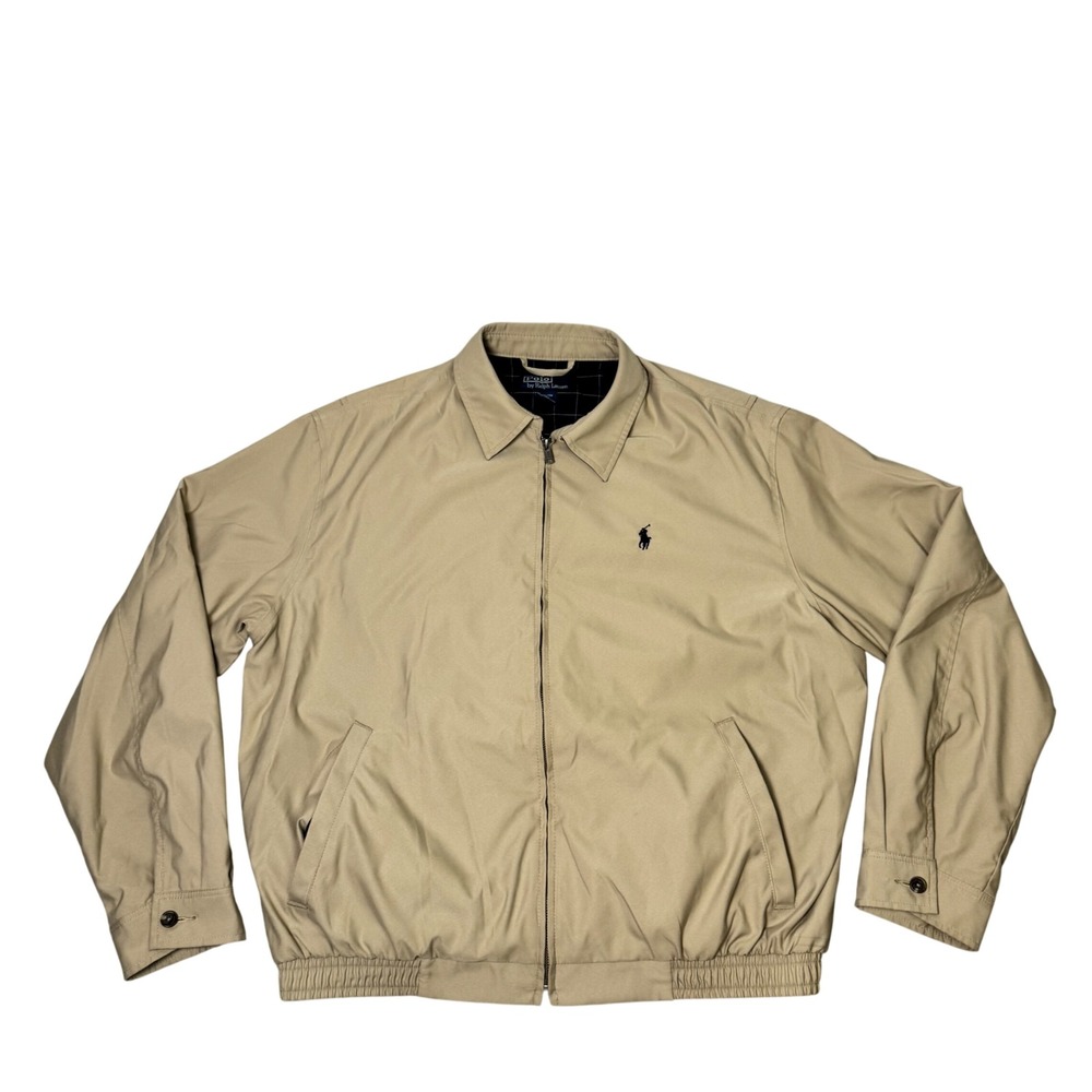 Polo Ralph Lauren Bi-Swing Windbreaker Jacket Khaki Men's Size L Full Zip